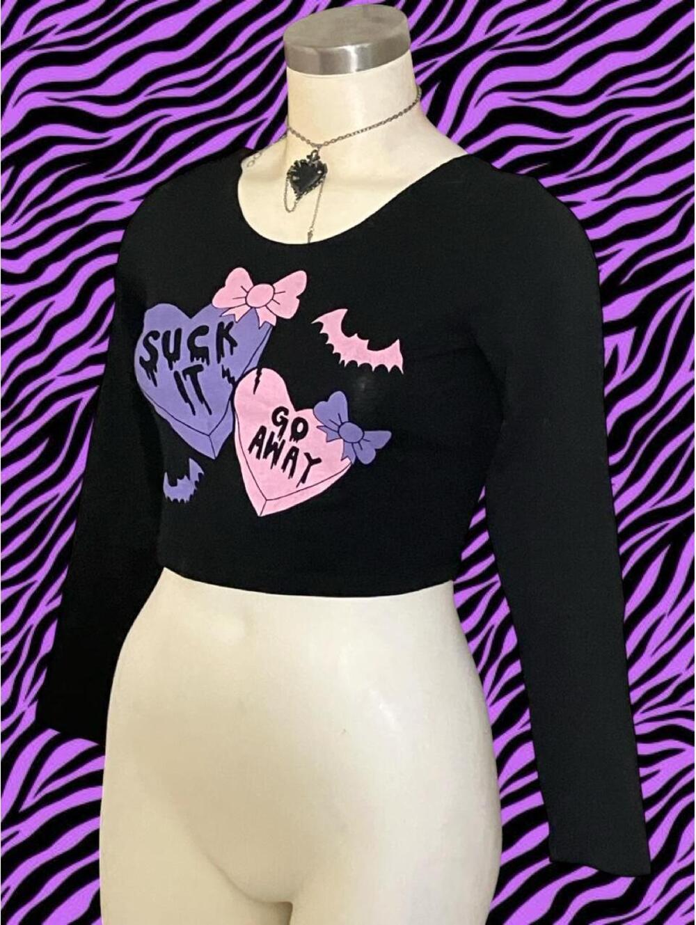 Too Fast Brand NWT Suck It and Go Away long sleeve crop top! - Picture 3 of 5